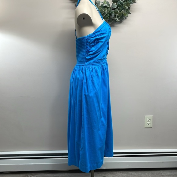 NWOT LOFT Keyhole Halter Midi Dress Turquoise 10P - Picture 6 of 16